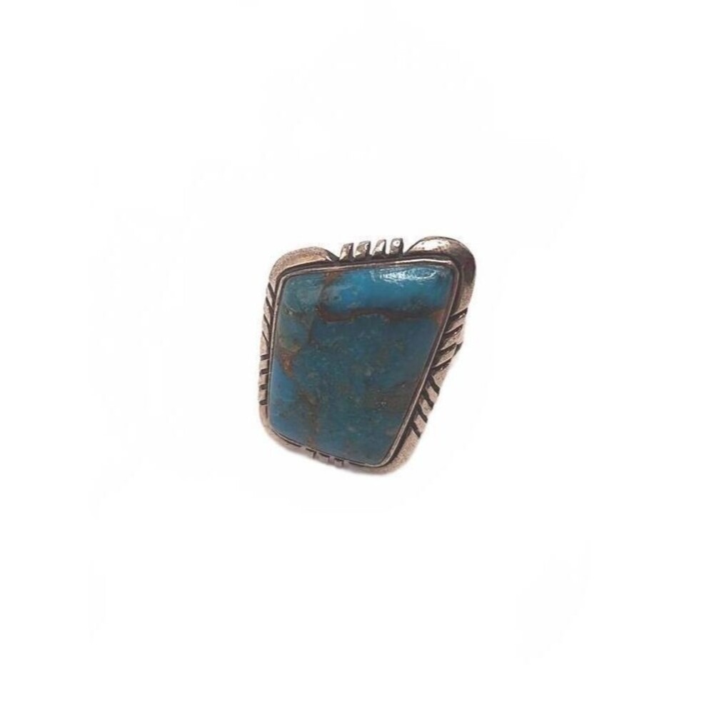 Turquoise sterling silver statement ring size 6